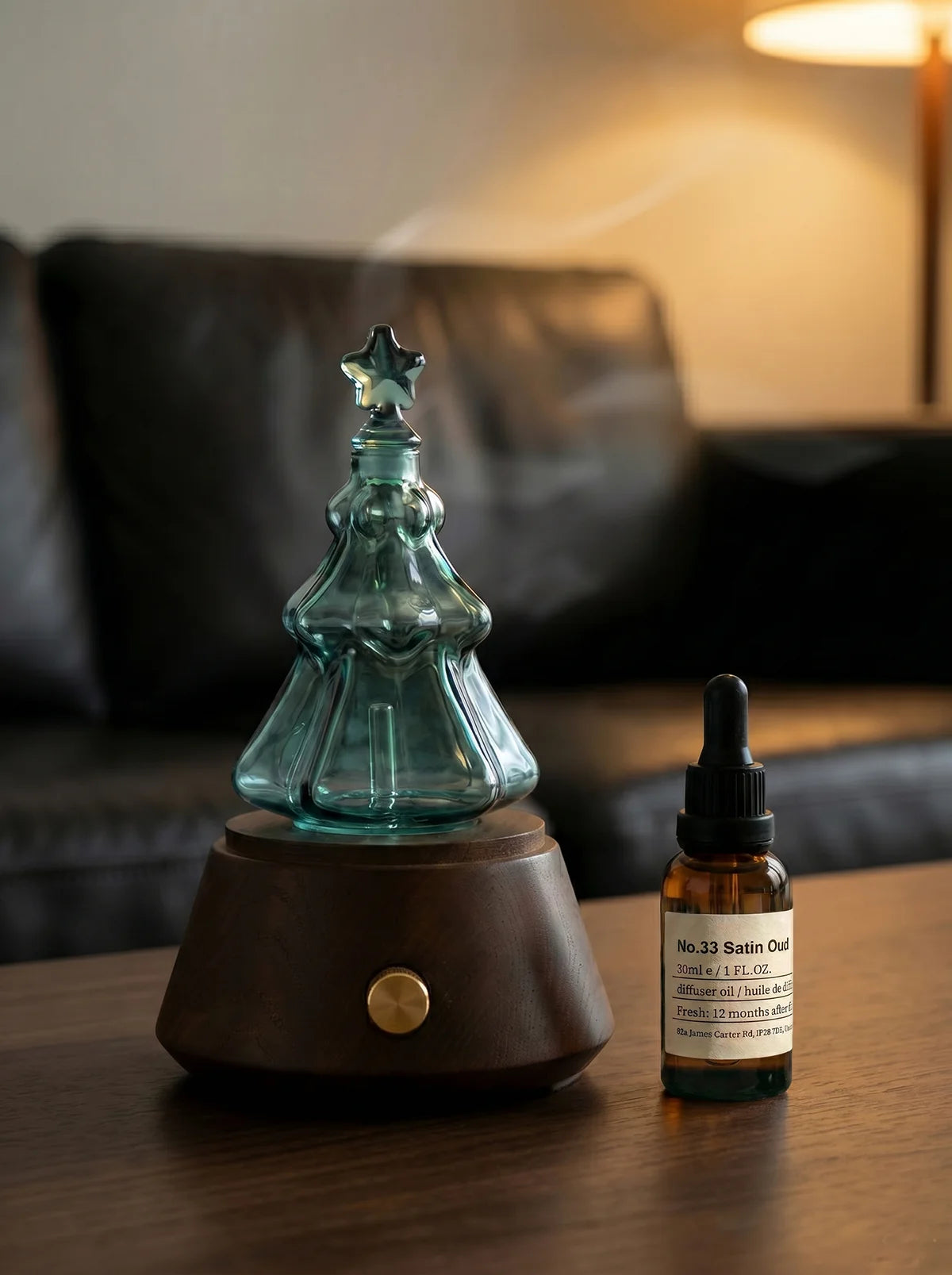 Chavanc Aroma: Retro wasserloser elektrischer Diffusor aus Holz & Glas (Tannenzapfen-Edition) – Akkubetrieb