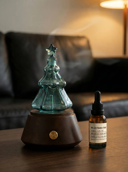 Chavanc Aroma: Retro wasserloser elektrischer Diffusor aus Holz & Glas (Tannenzapfen-Edition) – Akkubetrieb