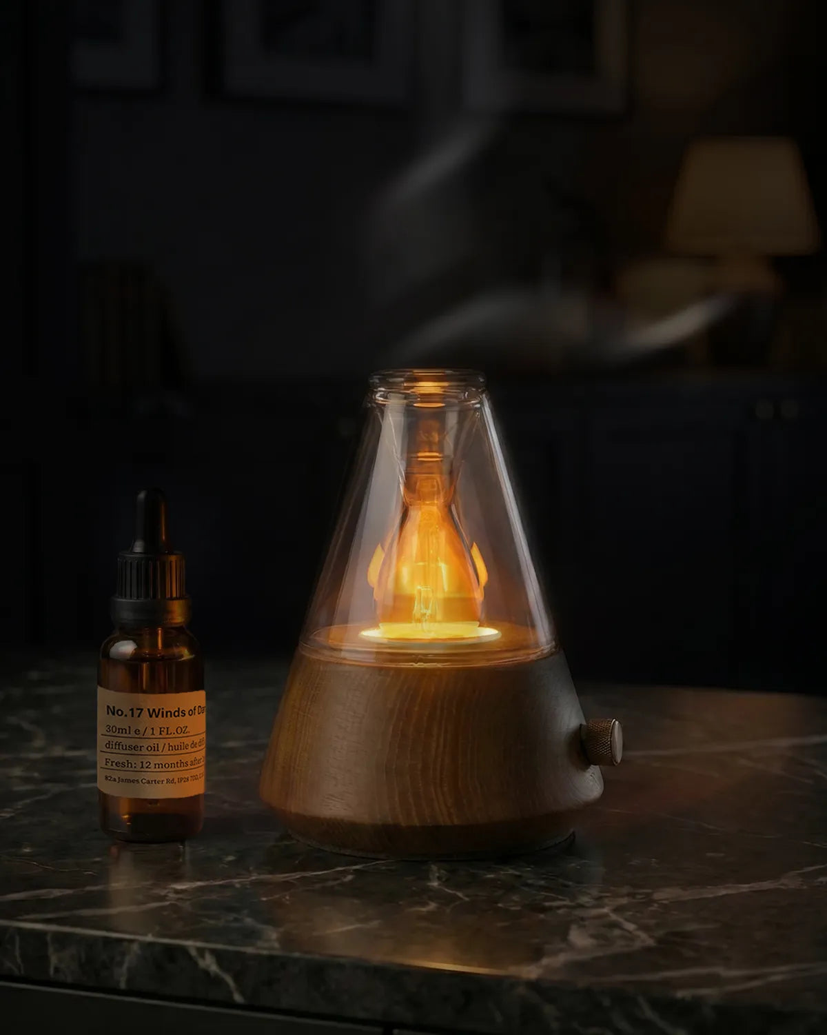 Charabanc Fragrance: Diffusore elettrico retro senza acqua in legno e vetro (Versione Pigna) – Cordless