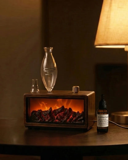Chavanc Aroma Textured Walnut-style -fireplace-Nebulizing Instrument | Essentials (USB Edition)