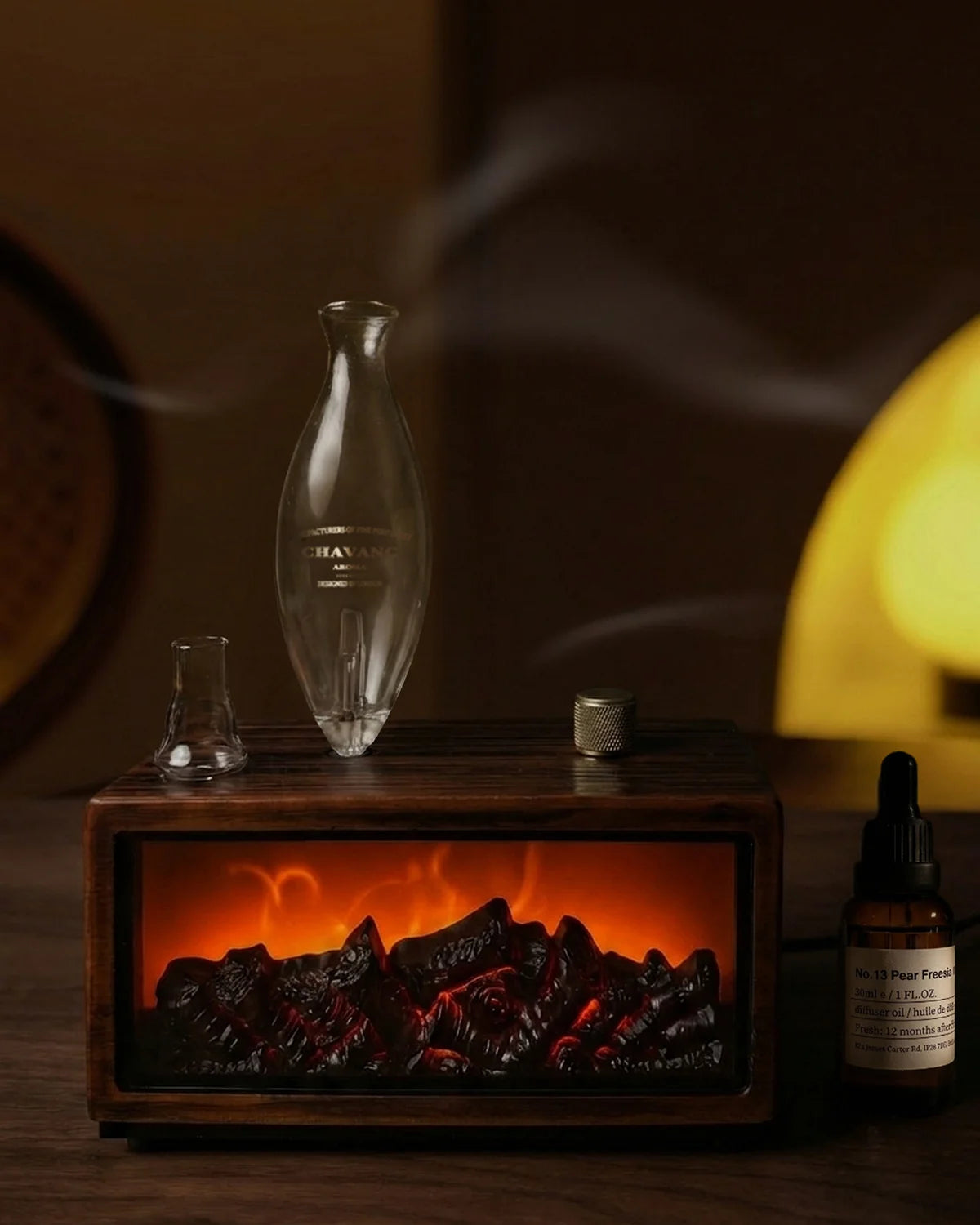Chavanc Aroma Textured Walnut-style -fireplace-Nebulizing Instrument | Essentials (USB Edition)