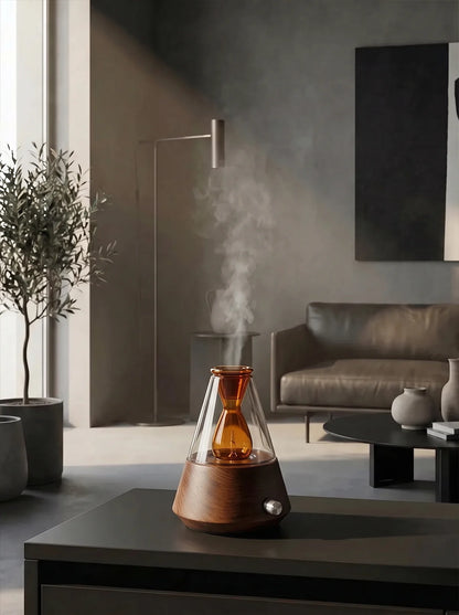 Discover the Chavanc Waterless Essential Oil Diffuser. An artisan amber glass aromatherapy diffuser engineered for pure room scent, with cold-air nebulization and 3-stage timers.