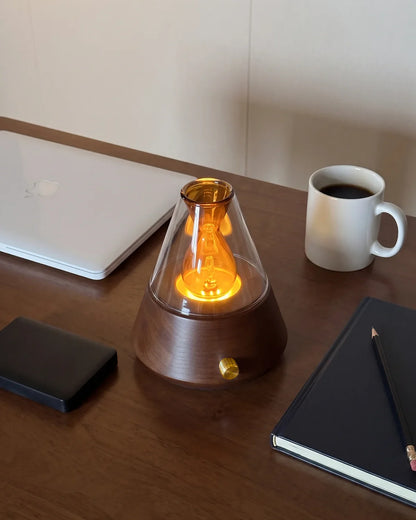 Chavanc waterless essential oil diffuser with amber warm glow on home office desk setup